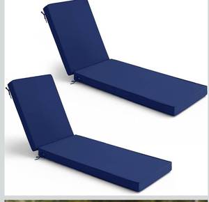 lot 4070 image: Chaise Lounge Cushions Outdoor Set of 2 - Waterproof and Fade Resistant Sun Lounger Replacement Cushions - Patio Lounger Pads with Removable Cover for Pool, Deck, 72 x 21 x 3 Inch, Navy