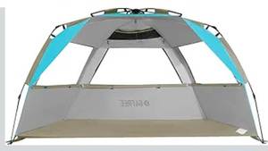 lot 4076 image: G4Free Easy Set up Beach Tent Deluxe XL, Pop up Sun Shelter for 3-4 Persons with UPF 50 Protection Beach Shade with Extended Floor