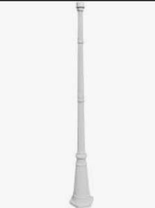lot 4079 image: Gama Sonic Universal Outdoor Lamp Post for Solar Lights, White Cast Aluminum Pole, 3 Fitter Mount, 79 Tall, GS-DP55F-WHT