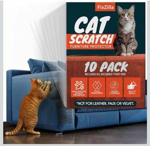 lot 4089 image: Anti Cat Scratch Furniture Protector, 10-Pack Couch Protector from Cat Claws - Heavy-Duty, Easy-to-Apply Scratching Deterrent and Shield for Sofa Corners, Walls, Doors- with 50 Twist Pins