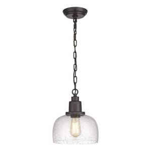 lot 4090 image: EAPUDUN 1-Pack Farmhouse Pendant Light, 1-Light Industrial Hanging Light Fixture with 9.3 Round Seeded Glass Shade, Dark Bronze Finish, Vintage Ceiling Lighting for Kitchen Island & Dining Room