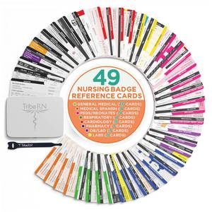 lot 4107 image: BadgeGuru 2.0 by Tribe RN - 49 Nursing Badge Reference Cards - Comprehensive Clinical Guide for Students & Critical Care RNs - Nursing Badge Cards Designed by Experienced Nurses and Educators