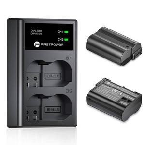 lot 4113 image: FirstPower EN-EL15 EL15aEL15bEL15c Batteries 2-Pack and USB Dual Charger Compatible with Nikon Z6 Z7 D750 D850 D7000 D7100 D7200 D7500 D500 D600 D610 D780 D800 D800e D810 D810a Cameras