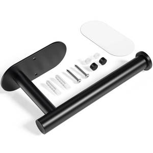 lot 4118 image: Kitsure Bathroom Toilet Paper Holder - Premium Waterproof Stainless Steel Wall-Mount & Adhesive Toilet Paper Holder, Installation, Ideal for Bathroom, Washroom, RV, Black, 6.1 L