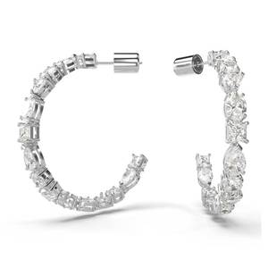 lot 4120 image: Swarovski Mesmera Hoop Earrings, Clear Mixed-Cut Stones in a Rhodium Finished Setting, Part of the Swarovski Mesmera Collection