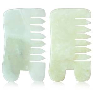 lot 4121 image: BBTO 2 Pcs Jade Comb for Scalp Massage Gua sha Comb for Head Body spa Hair Multifunctional Handheld Massage Tools(Classic Style)