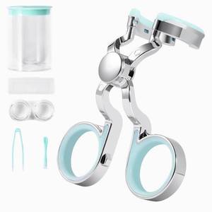 lot 4128 image: MUQING Daily Contact Lens Wearing Aids - Soft Silicone Remover and Insertion Tool Set Includes Tweezers, Case and Plunger Suction Cup (Green)