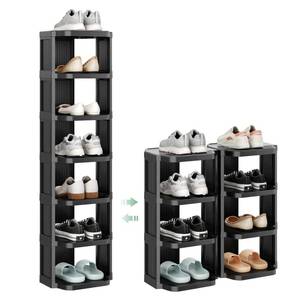 lot 4135 image: Kitstorack 8-Tier Vertical Plastic Shoe Rack, Freestanding Stackable Storage Organizer for Small Closets and Tight Spaces