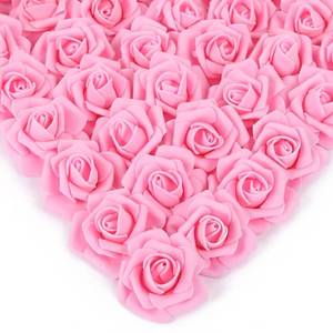 lot 4137 image: INSUNSIX Foam Roses Artificial Flower Heads, 200 Pcs Stemless Fake Roses for DIY Craft Wedding Bouquet Party Decoration (Pink)