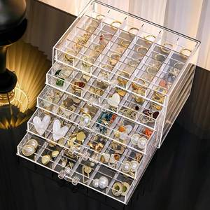 lot 4160 image: SPAKOWN Earring Organizer, Acrylic Jewelry Holder Organizer with 5 Drawers Stackable Earring Storage Case Jewelry Boxes for Women (Clear)