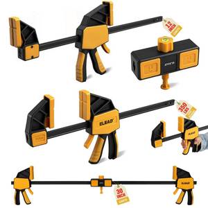 lot 4164 image: 3-Pack 12-Inch Bar Clamp for Woodworking with Leveling Block Clamp, 350LBS Load Limit, Heavy Duty Quick-Release Wood ClampsSpreader, One-Handed F Clamp for Wood Working