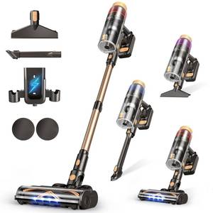lot 4165 image: VBUOO Cordless Vacuum Cleaner, 580W 48KPA 70 Mins Vacuum Cleaners for Home, Self-Standing Stick Vacuum with Touch Screen, Wall Mount Charge, Ultra High-Power Brush for Pet HairPlush CarpetAll Floor