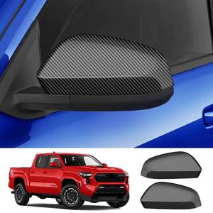 lot 4168 image: LUNQIN Chrome Carbon Fiber Style Car Side Door Mirror Trim Cover for Toyota Tacoma 2024 2025 2026 and 4Runner 2025 2026 (Rearview None Turn Signal Lamp��Auto Exterior Decorations Accessories Decor Kit