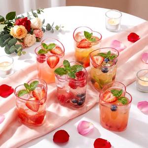 lot 4172 image: Qinyoung 6 Pcs Valentines Heart Shaped Cups, 14oz Reusable Plastic Clear Pink Heart Drinking Cups, Galentines Day Beer Juice Glasses for Valentines Galentines Weddings Bridal Shower Party Supply Gifts