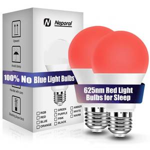 lot 4186 image: Neporal 625nm Red Light Bulbs for Sleep, 100% Blue Light Blocking Light Bulb, 9W Red Light Bulb for Melatonin Promoting, A19 60W Equivalent Dim Light Bulbs for Bedroom, Baby Nursery,2 Pack