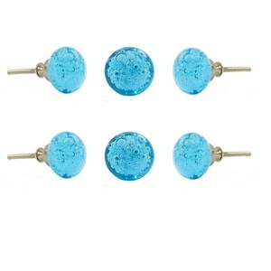 lot 4194 image: Perilla Home Set of 6 Knobs - Premium Blue Crystal Bubble Knobs Handles - Modern Decorative Glass Knobs for Home Decor, Kitchen, Cabinet, Hardware, Cupboard, Door, Dresser, Wardrobe and Drawer Pulls