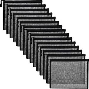 lot 4211 image: Outus 15 Pieces Mesh Bags Pouch Mesh Zipper Pouch Makeup Bags Cosmetic Travel Organizer Zipper Pencil Case for Organizing Office travel Storage(9.5 x 7.1 Inches,Black)
