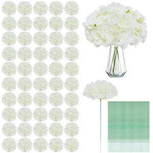 lot 4220 image: WRBTN 50Pcs White Artificial Flowers Hydrangea Bulk, Realistic Silk Faux Hydrangea Heads with Stems for Wedding Centerpieces, Baby Shower & Home Decor (50)