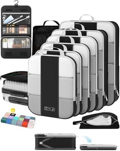 lot 4225 image: 10 Set Compression Packing Cubes for Travel Essentials,Compressible Expandable Packing Cubes for Suitcase,OlarHike Luggage Organizer Bags for Travel,Handy Helper for Organizing Clothes(Black)