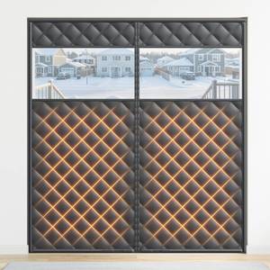 lot 4230 image: Magnetic Insulated Sliding Door Curtain Fits 72x80 - Thermal French Door Cover for Winter with Clear Window, Patio Doors Insulation Kit & Doors Draft Stopper for Sliding Glass French Doorway - Black