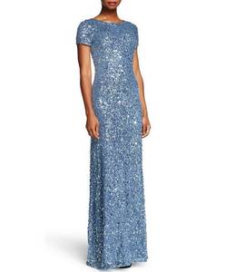 lot 4236 image: Adrianna Papell Womens Short-Sleeve All Over Sequin Gown, Nile, 4