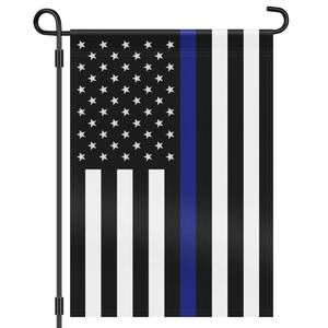 lot 4238 image: HOOSUN Double Sided Thin Blue Line American Police Garden Flag, USA United States Decorative Garden Flags - Weather Resistant and Double Sided - 12.5 x 18 Inch