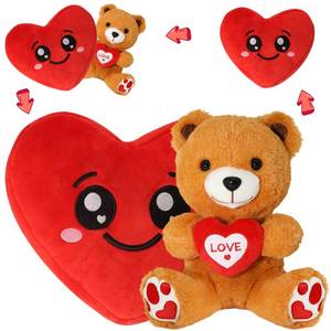 lot 4243 image: Valentines Day Bear Plush Toys, Bear Heart Stuffed Animal Plush Pillow, Heart Plushies Toys Gifts for Valentines Day Birthday Classroom Exchange School Activities Party Favors for Boys and Girls