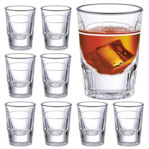 lot 4255 image: Roshtia 8 Pack 2 oz Heavy Shot Glass with Line 1 oz Capacity Clear Striped Glass Shot Cups for Vodka Tequila Whiskey Liquor