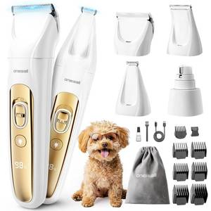 lot 4264 image: oneisall Quiet Dog Grooming Kit 4 in 1, LED Light Dog Nail Grinder, 2000mAh Pet Grooming Clippers Paw Trimmer for Paw, Nail, Face, Ears, Legs, Body with Storage Bag
