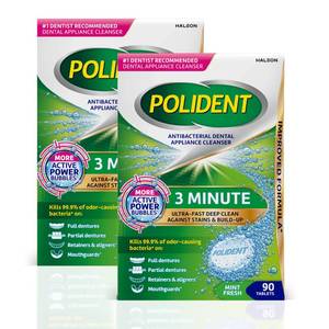 lot 4275 image: Polident 3 Minute Antibacterial Dental Appliance Cleanser Tablets, Retainer Cleaner Tablets, 90 Count (2 Pack)