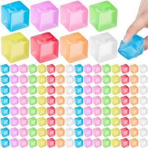 lot 4286 image: Simgoing 96 Pcs Mini Ice Cube Stress Balls Bulk Fidget Squeeze Square Ball Stress Relief Sensory Playthings Ice Cube for Adults Birthday Valentines Gifts Party Favor Prize Bags Box Filling, 8 Colors