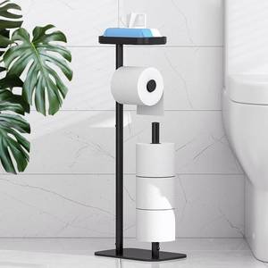 lot 4295 image: Kitsure Toilet Paper Holder Free Standing Rustproof Metal Toilet Paper Stand for 4 Rolls with Anti-Slip Base and Shelf for Phone &amp Small Items, Bathroom Organizers and Storage, Medium, Black