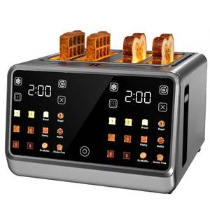 lot 4320 image: 4 Slice Toaster Wide Slot Dual Digital TouchScreen &amp Independent Control Panel  Single-Slice ModesReheatDefrost  1800W Stainless Steel Toaster for Bagels &amp Artisan Bread