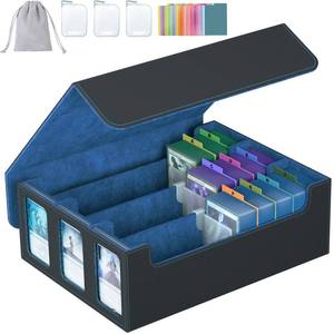 lot 4321 image: SENVINI 3-Row Trading Card Storage Box, Bulk Cards Case for 2400 Mtg tcg Magic Playing Game Card Organizer, Commander Deck Box with 3 Supports & 24 Dividers
