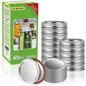 lot 4334 image: DSJIFGEW Canning Lids and Rings Regular Mouth, 24Pcs Split Type Metal Mason Jar Lids with Bands for Regular Mouth Ball, Kerr Jars - Food Grade with Silicone Airtight Seal Premium Small Canning Lids