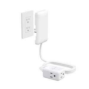 lot 4335 image: NUTICT Outlet Cover Extension Cord 6ft, 3 Outlets Indoor Extension Cord Flat Wall Plug, 900J Surge Protector, 13A1625W, ETL Listed, Flat Power Strip Hidden Behind TV Bed Dresser Bookshelf, White