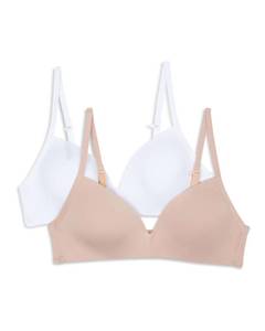 lot 4359 image: Hanes Girls Molded Wirefree Bra 2-Pack, NudeWhite, 34A
