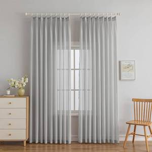 lot 4365 image: LUGOTAL Solid Color Sheer Window Curtains 96 Inches Long 1 Panel Pinch Pleated Sheer Curtains for Bedroom Living Room Lightweight Light Filtering Gray Sheer Curtains, W52 x L96, Grey