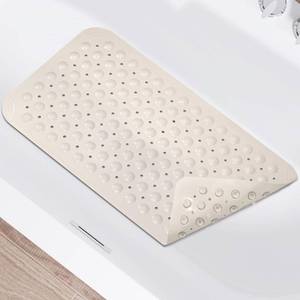 lot 4393 image: Non Slip Shower Mats for Inside Shower 15 x 27.5 Inch, TPE Bathtub Mat Non-Slip, Bath Mat for Tub with Suction Cups, Drain Holes Bath Tub Mat for Bathroom (Beige)
