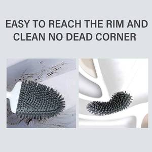 lot 4394 image: Sellemer Toilet Brush and Holder Set for Bathroom, Flexible Toilet Bowl Brush Head with Silicone Bristles, Compact Size for Storage and Organization, Ventilation Slots Base (2 Pack, Silver)