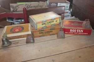 lot 3920 image: Vintage Bells and Cigar Boxes
