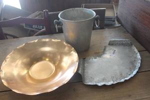 lot 3958 image: Vtg. Wine Bucket, Metal Bowl & More