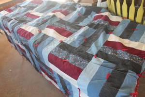 lot 3961 image: Heavy Vintage Jean Material Quilt Queen Size