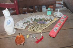 lot 3998 image: IOB Vintage Fan, Perfume Bottles & More