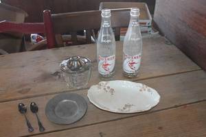 lot 4022 image: Vtg. Pewter Plate, Husker Bottles & More