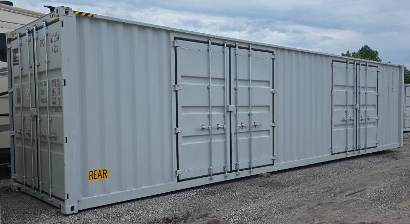 lot 1035 image: One Way Trip 40 Long Tall High Cube Container with Double Rear & Two (2) Side Double Doors - Used One Time To Ship To Mother Road Auctions & SalesWeather, Rodent & FireproofDelivery Available