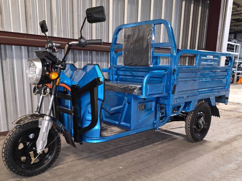lot 5034 image: New Blue - IRET13 High-End Electric Tricycle 800W 60V20A - Dump Bed - Speed Regulating & Boosting Device to Ensure Strong Output Power - Very Powerful - LCD Panel - LED Headlights