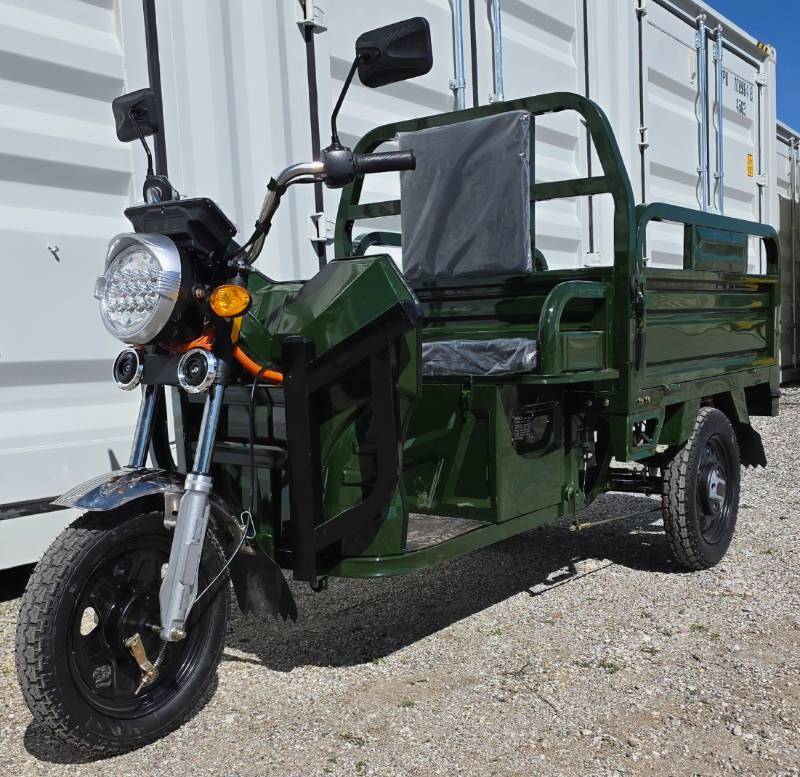lot 5029 image: Green - IRET13 High-End Electric Tricycle 800W 60V20A - Dump Bed - Speed Regulating & Boosting Device to Ensure Strong Output Power - Very Powerful - LCD Panel - LED Headlights