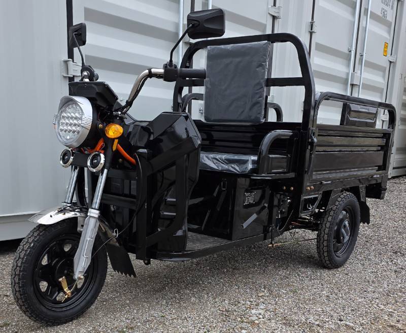 lot 5031 image: Black -IRET13 High-End Electric Tricycle 800W 60V20A - Dump Bed - Speed Regulating & Boosting Device to Ensure Strong Output Power - Very Powerful - LCD Panel - LED Headlights