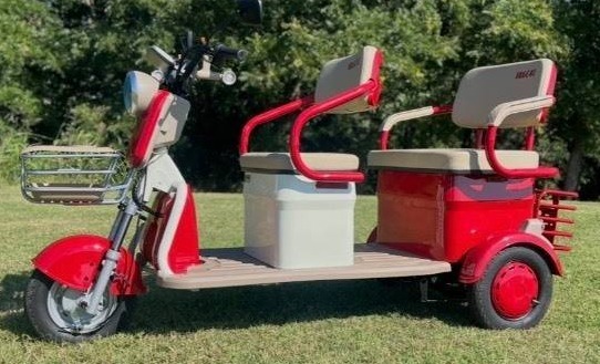 lot 5045 image: UNUSED - Red Mini Golf CartTrike IRGC40 - Wall Charger - Remote Security System - Lights - Horn - Under Seat Storage - Small But Powerful Some Assembly Required